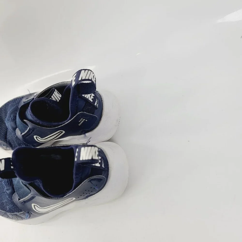 Nike Flex Runner 3 Girls' Midnight Navy White Preschool Running Shoes Size 10.5C